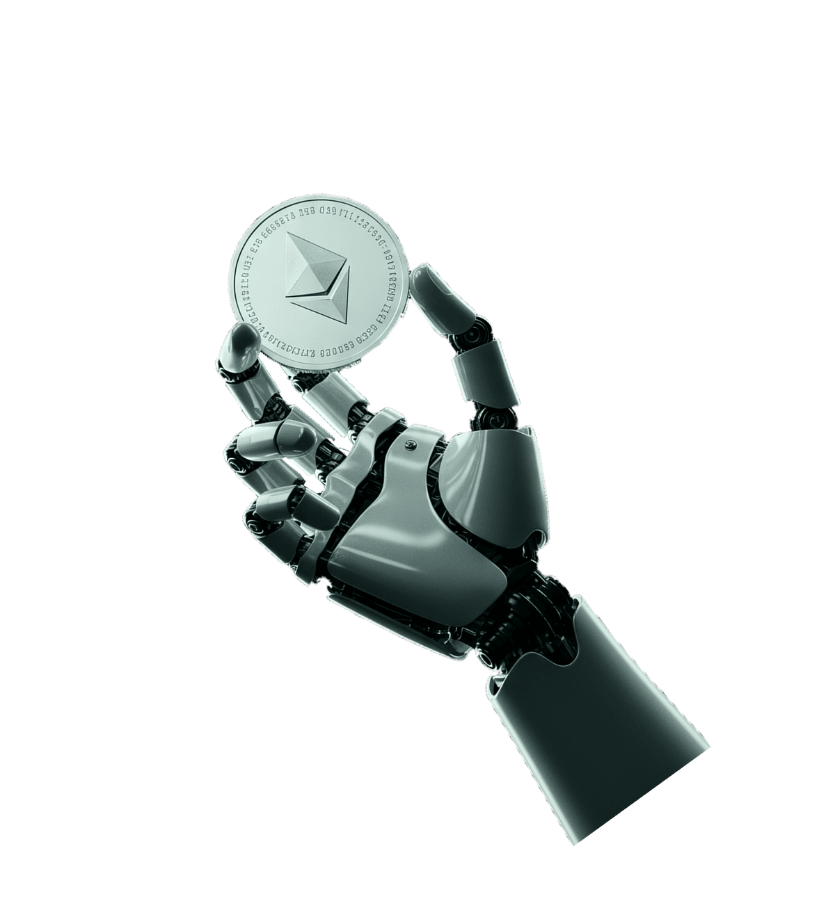 Robotic Hand with Ethereum Coin